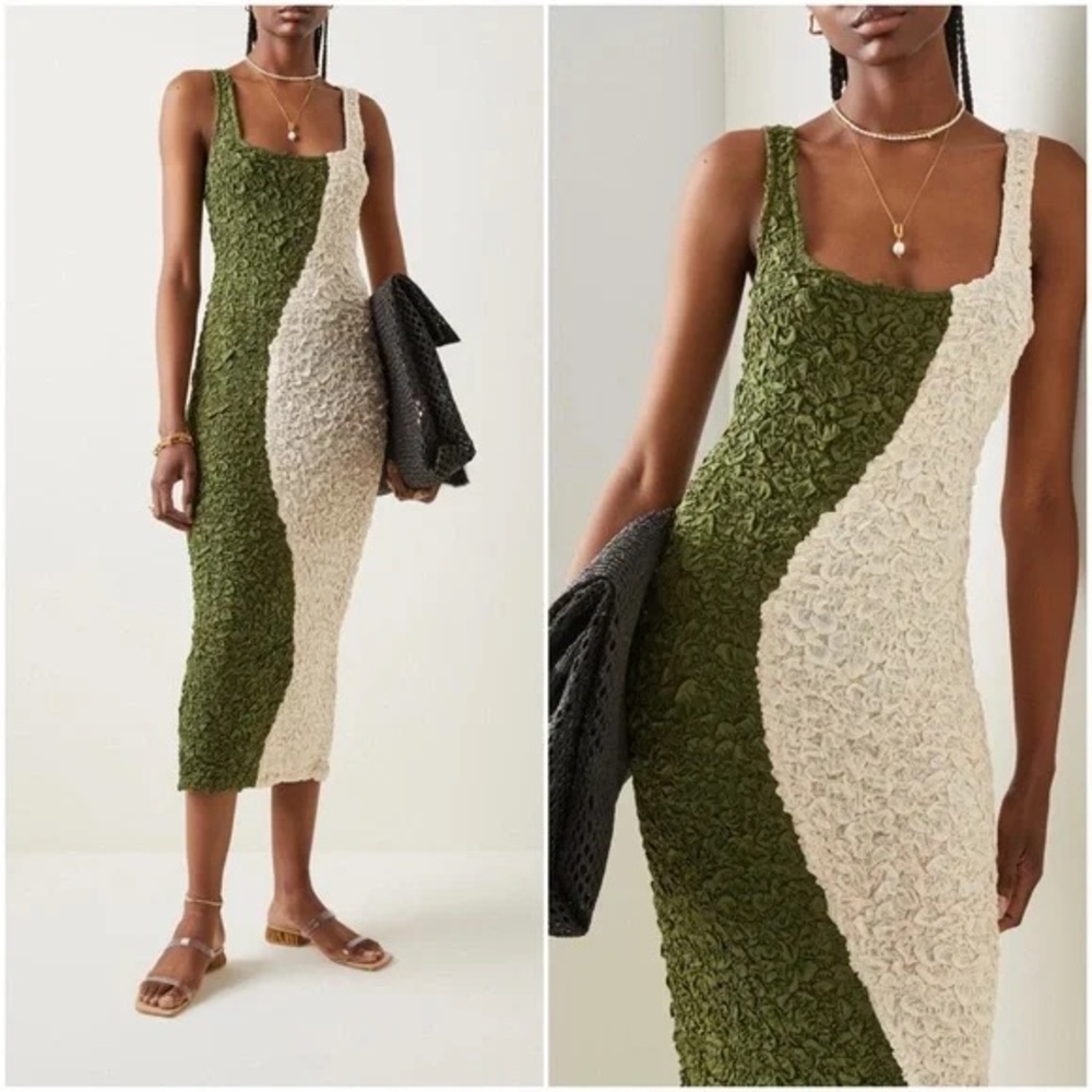 Mara Hoffman Sloan Dress in Olive Cream S